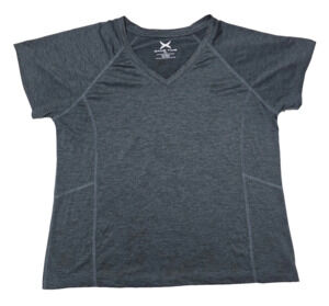 GAME TIME Women's Charcoal Grey V-Neck Athletic T-Shirt Size XL Short Sleeve